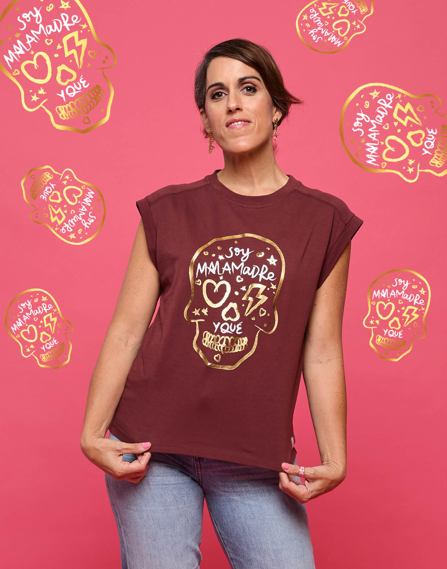 Camiseta marrón calavera
