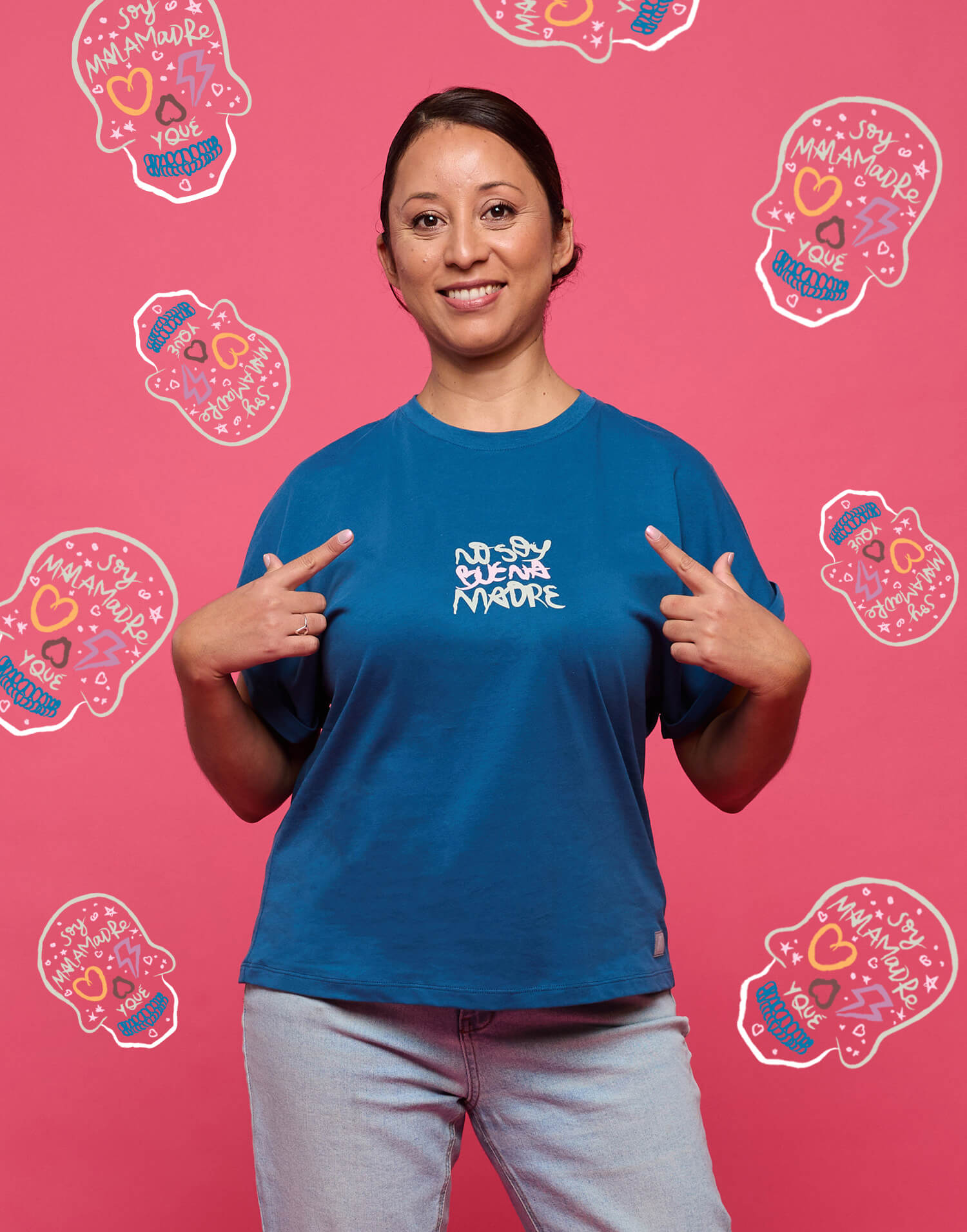 Camiseta azul calavera