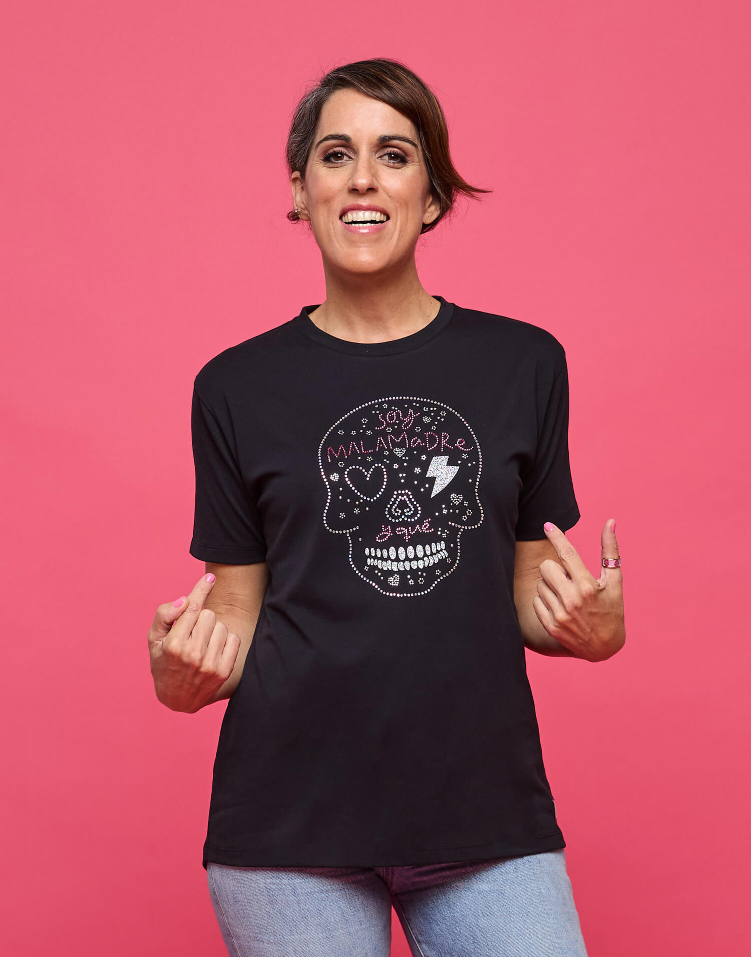 Camiseta negra brillis calavera