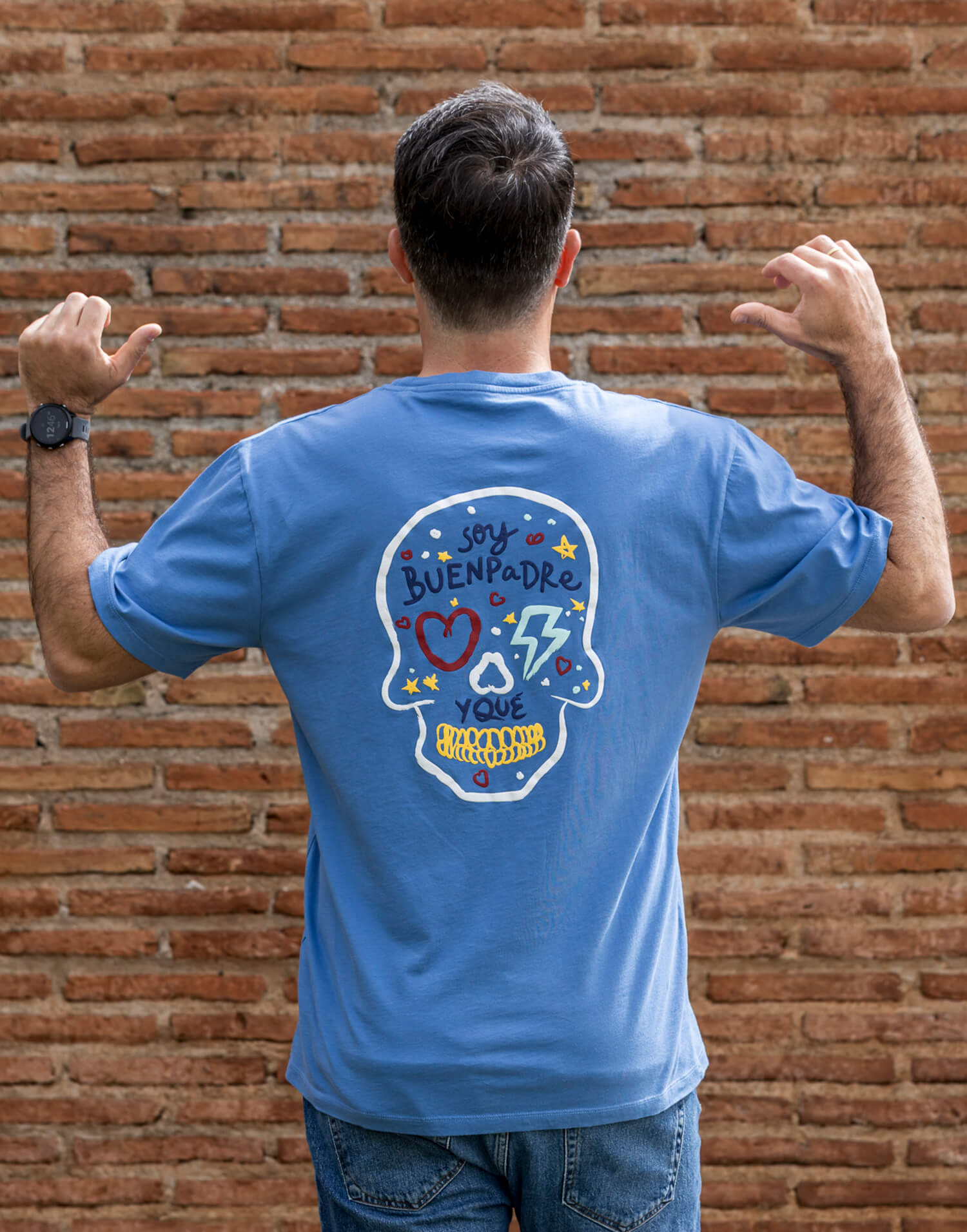 Camiseta azul buenpadre y que