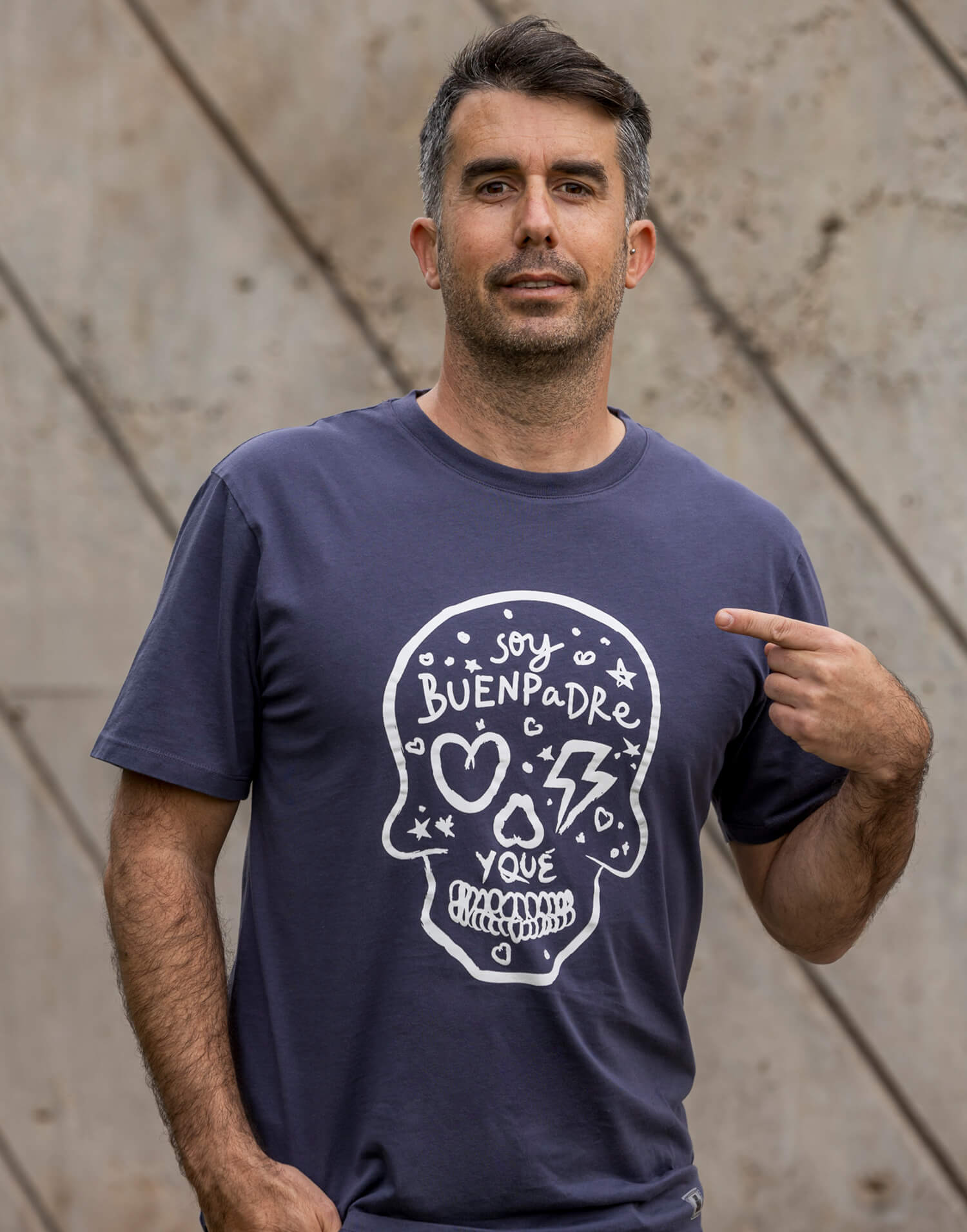 Camiseta gris azulado calavera buenpadre
