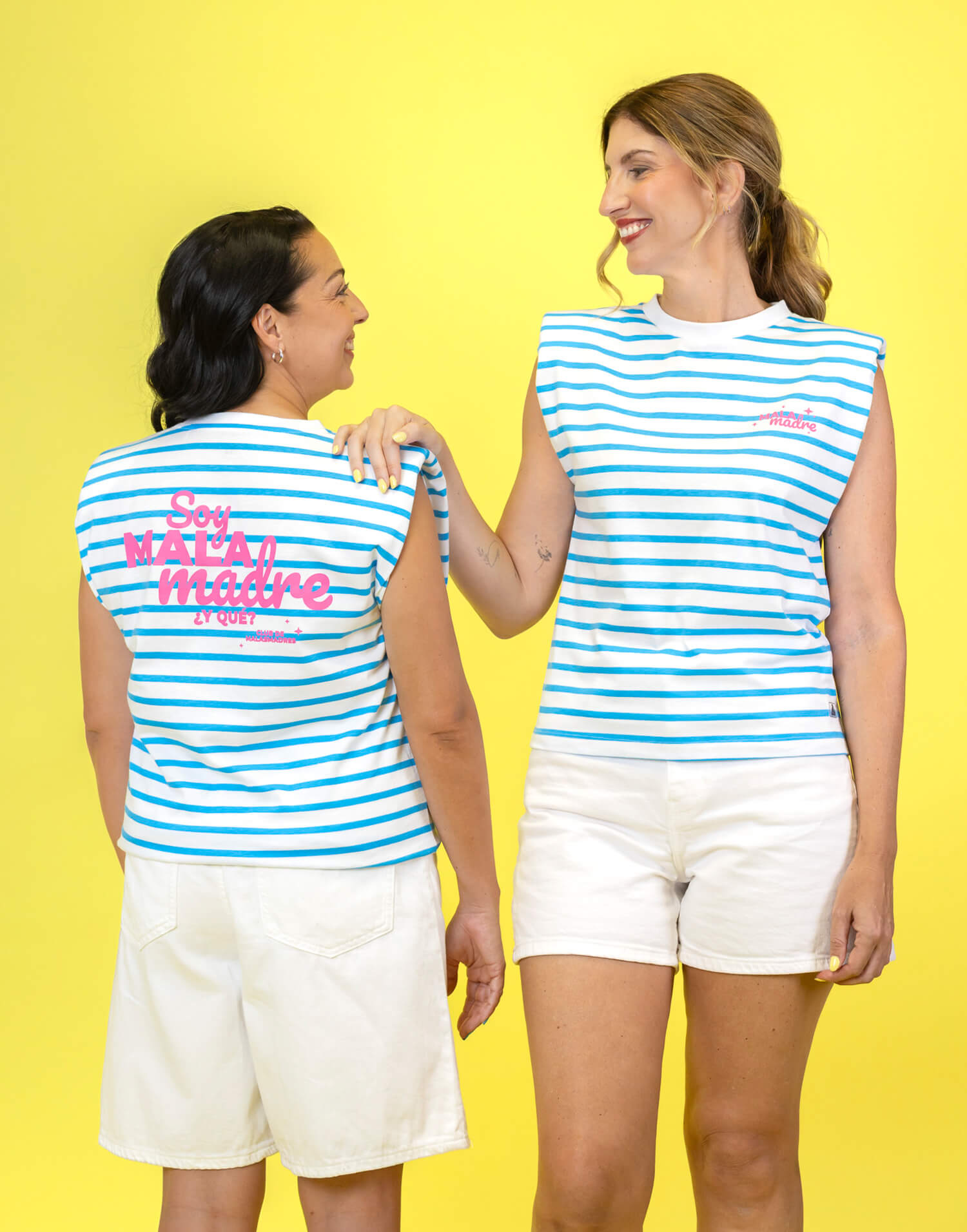 Camiseta rayas azul y blanca Soy Malamadre