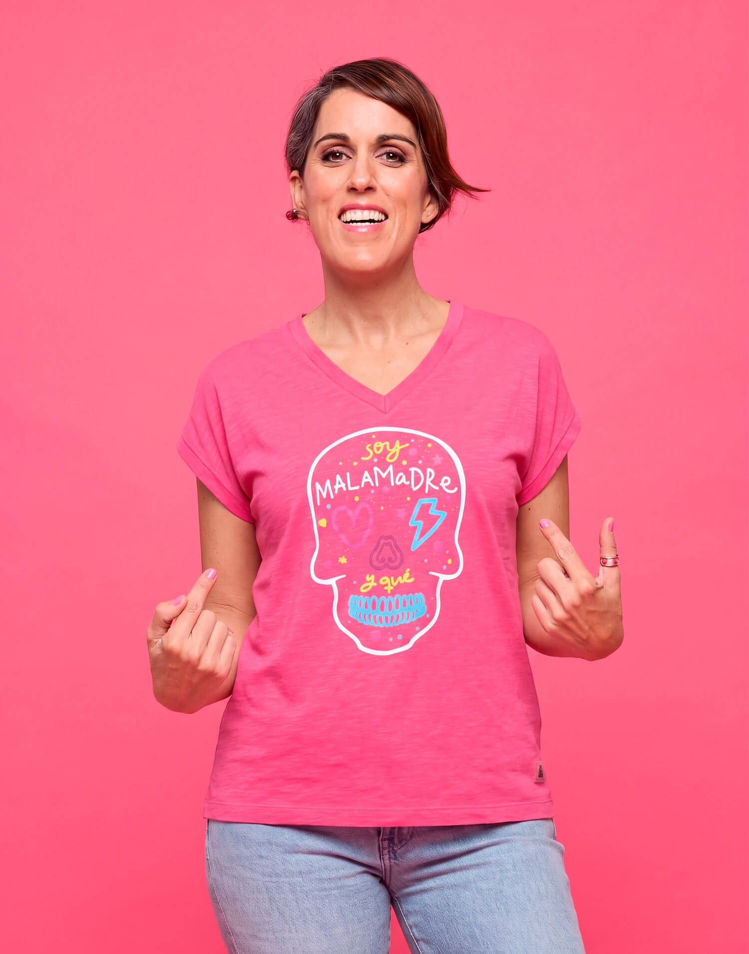 Camiseta fucsia calavera
