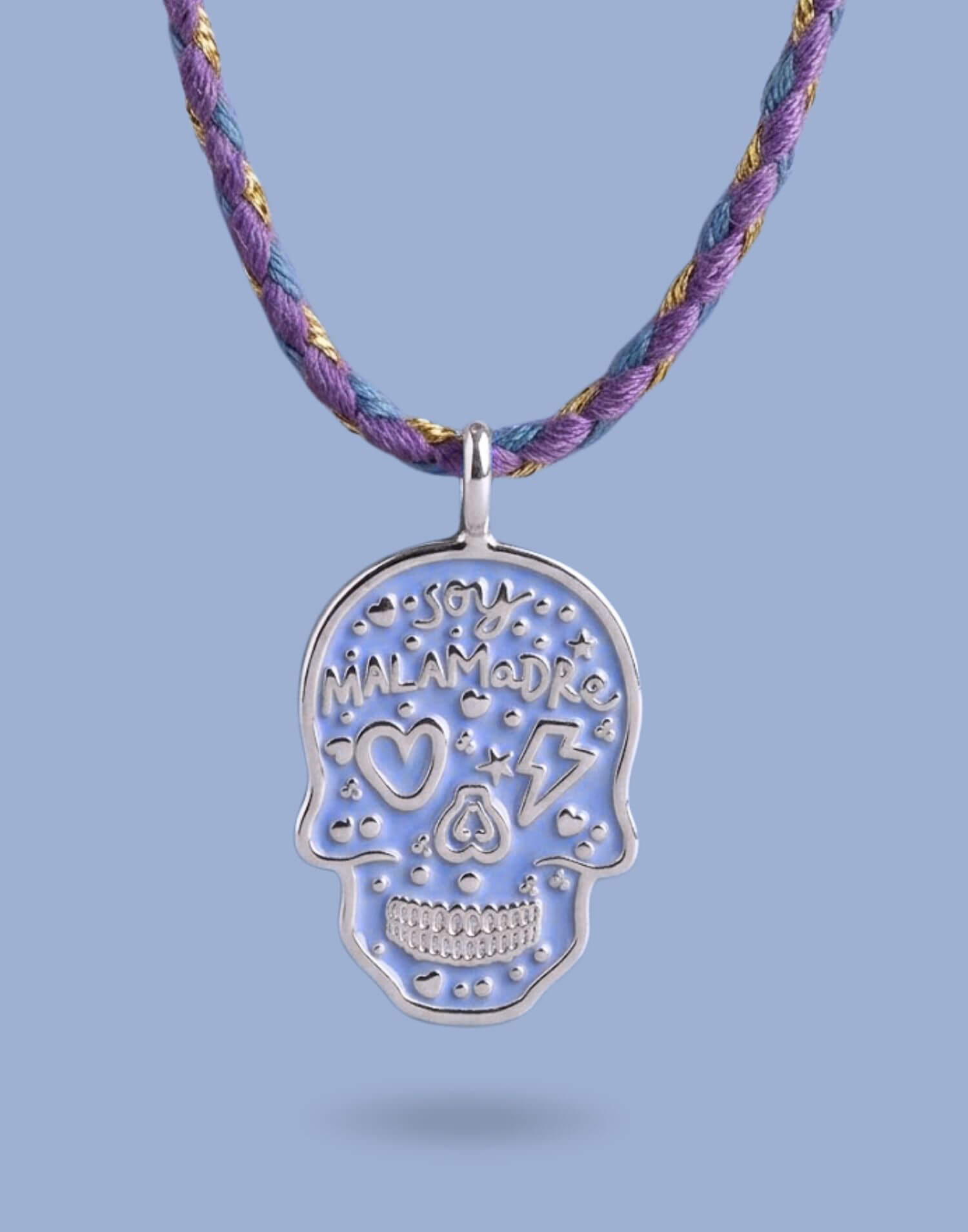 Collar azul calavera