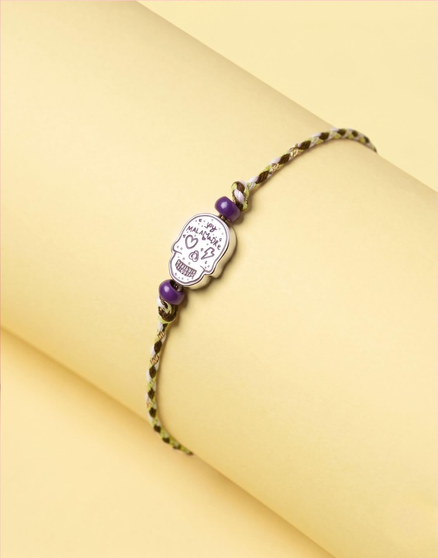 Pulsera icono calavera morada
