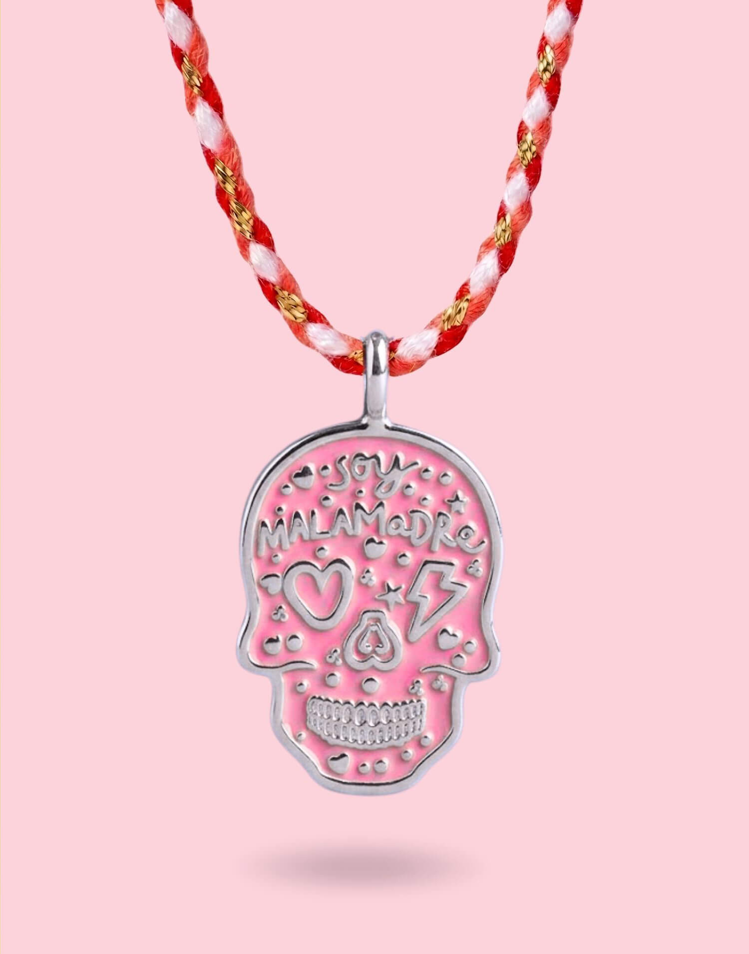 Collar rosa calavera