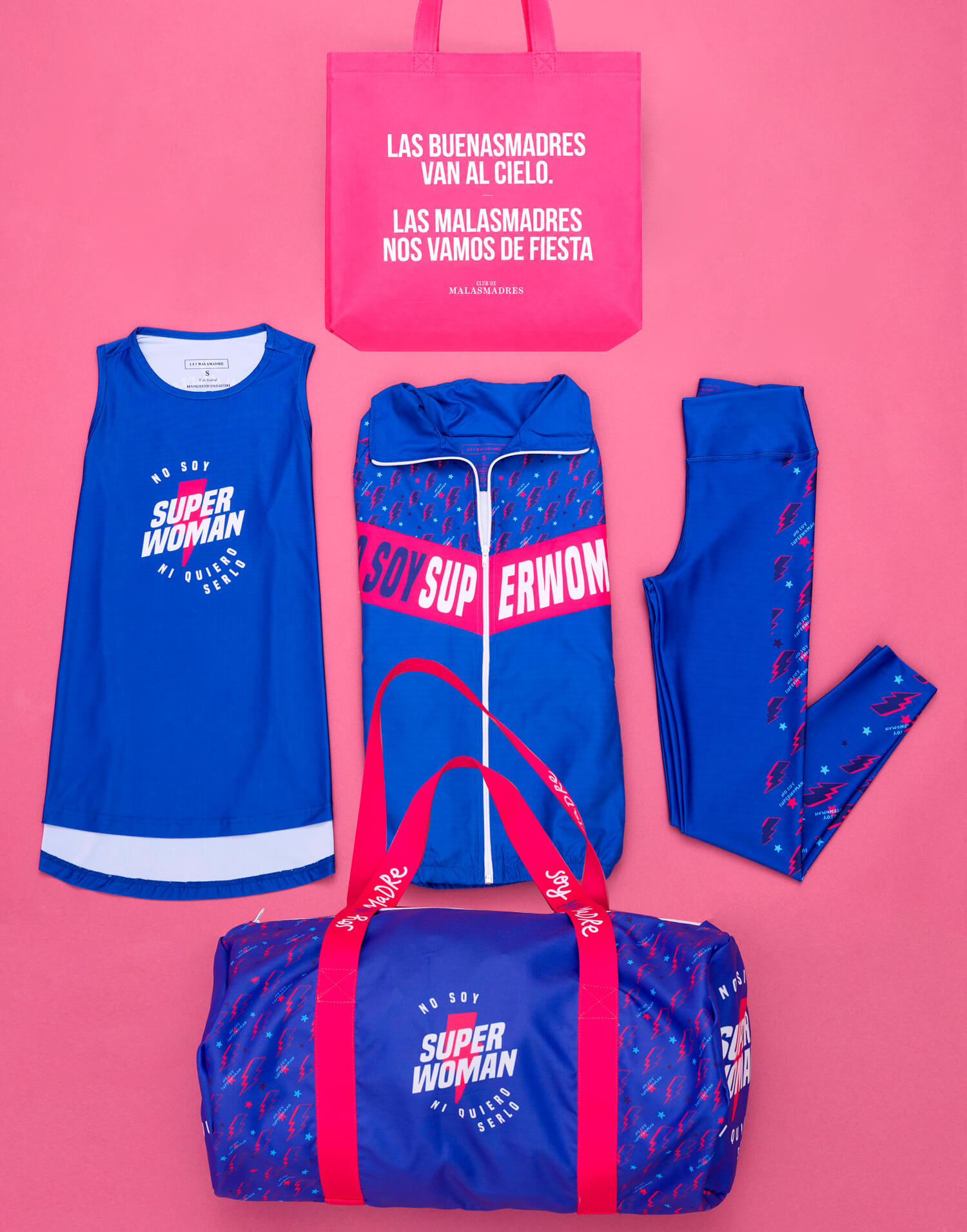 Kit deportivo mallas, camiseta, chaqueta y bolsa no soy superwoman